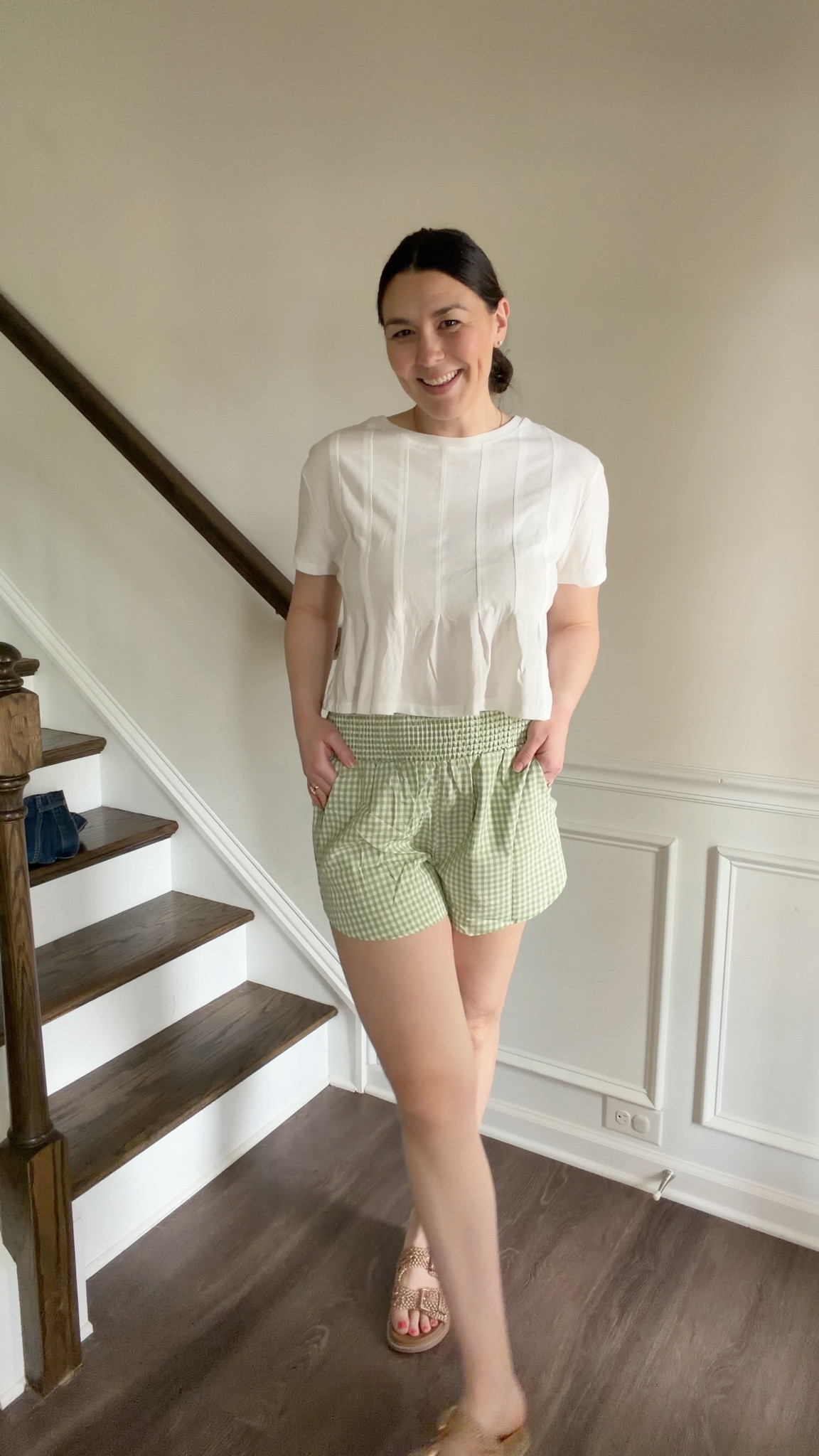Two trendy pairs of gingham shorts for Spring & Summer that are super cute, comfy, and lightweight! I love that they have elastic waistbands and pockets!

Super affordable and come in tons of color options! Wearing a large for a little more baggy fit. I would say run TTS/size up one for baggier fit!

Would be cute to wear over bathing suit for vacation too!

Also linked my cute top from Walmart. Wearing my normal size medium. 



#LTKActive #LTKootd #LTKTall
