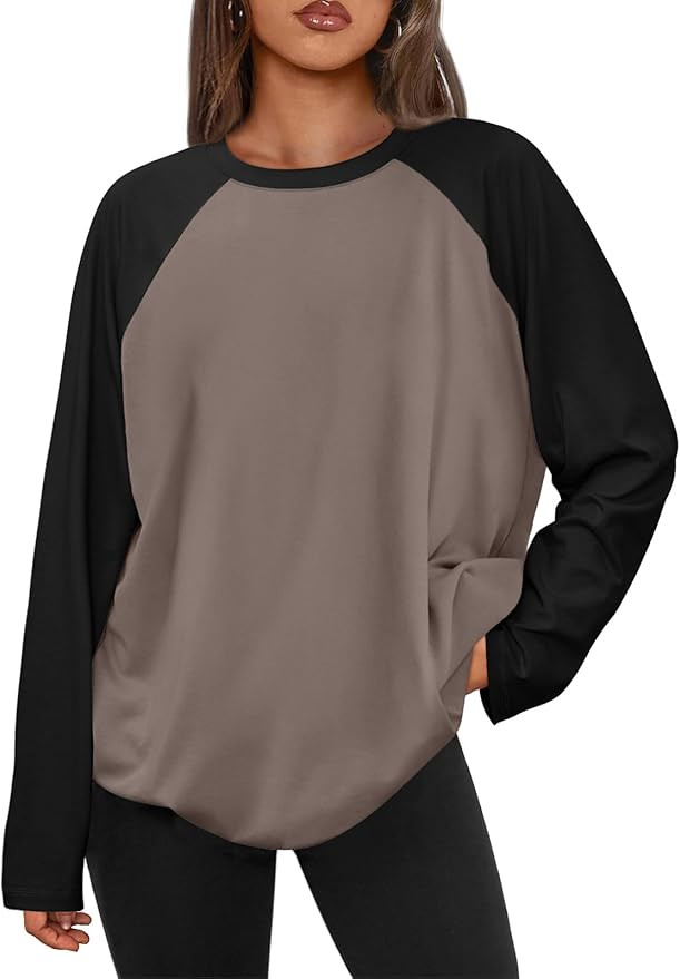 Trendy Queen Oversized Long Sleeve Shirt 2025 Basics Top Loose Fit Tee | Amazon (US)