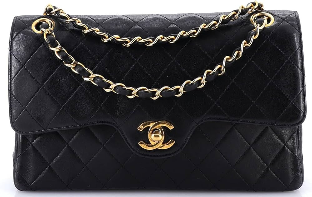 Amazon.com: Chanel, Pre-Loved Vintage Classic Double Flap Bag Quilted Lambskin Medium, Black : Am... | Amazon (US)