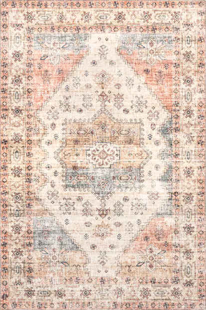 Multi Joyce Medallion Washable Area Rug | Rugs USA