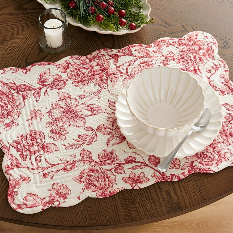 The Pioneer Woman Agatha Quilted Fabric Placemat, Red, 14"W x 20"L | Walmart (US)