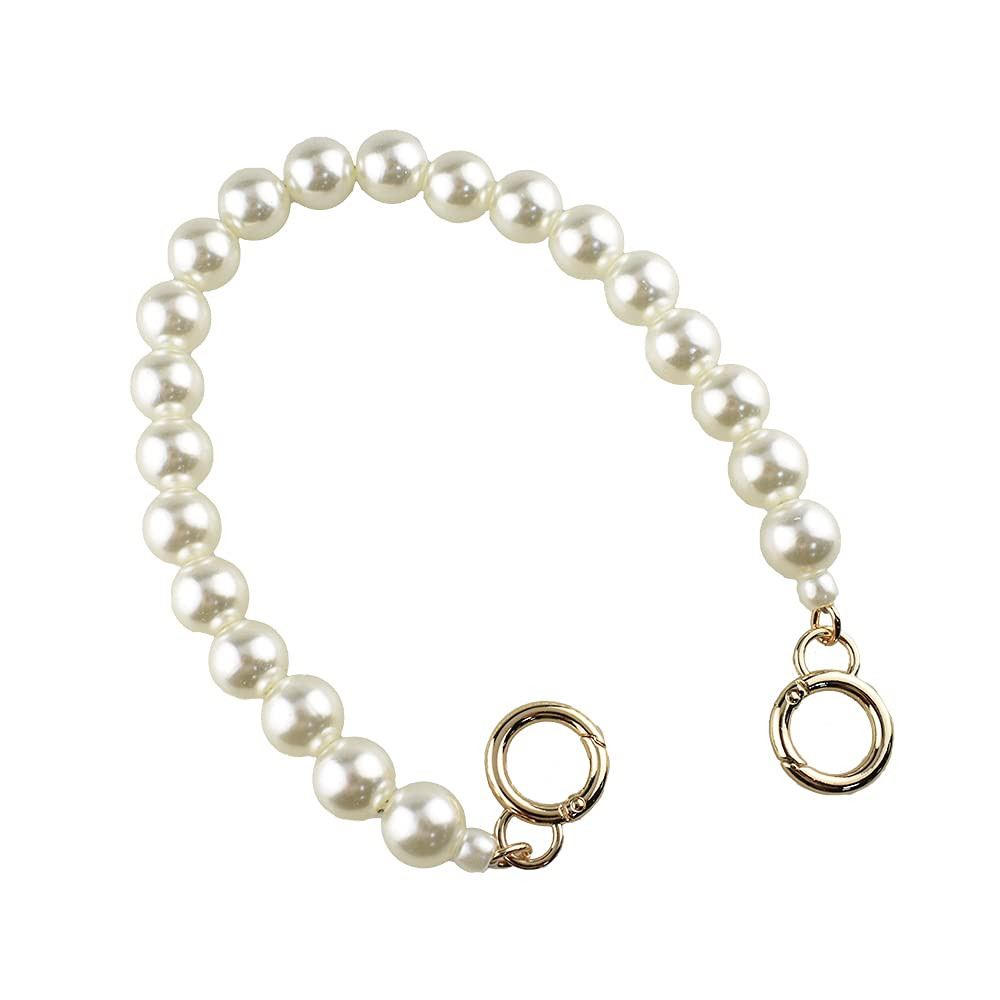 HAHIYO Imitation Pearl Bead Purse Chain Strap White Extender Length 15.7 inches Gold Clasp Diamet... | Amazon (US)