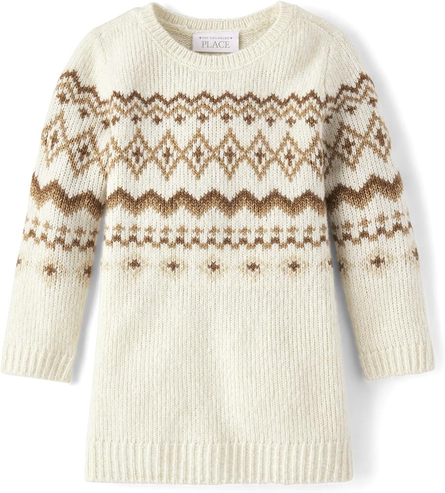 Baby Girls' One Size and Toddler Sweater Dress       
Material: Cotton | Amazon (US)