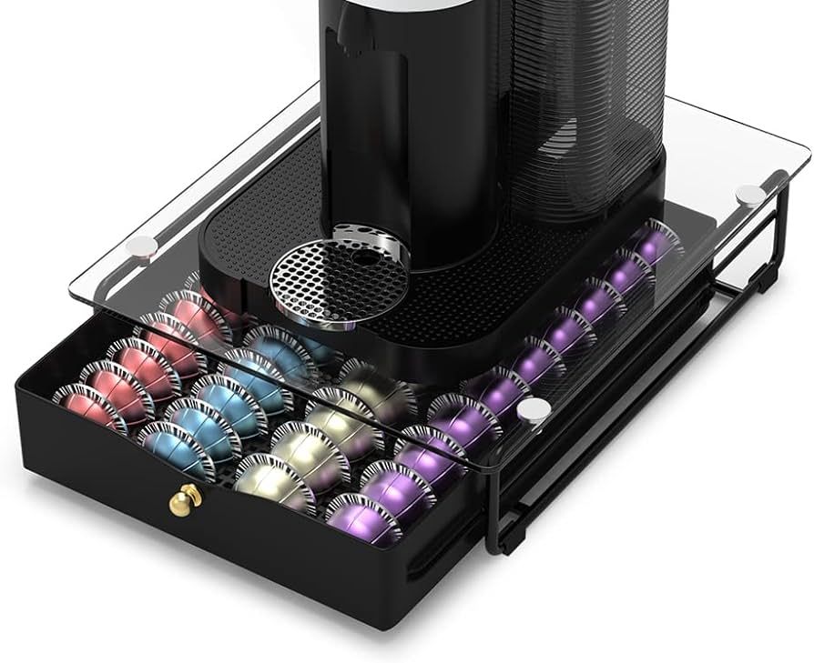 EVERIE Glass Drawer Holder Compatible with Nespresso Vertuoline Capsules, Compatible with 40 Big ... | Amazon (US)