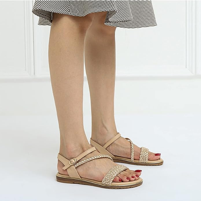 Women's Ankle Strap Flat Sandals Open Toes One Band Summer Sandals | Amazon (US)