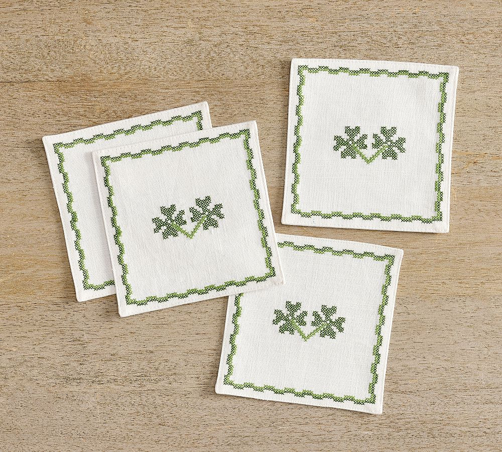 Four Leaf Clover Organic Cotton Cocktail Napkins - Set of 4 | Pottery Barn (US)