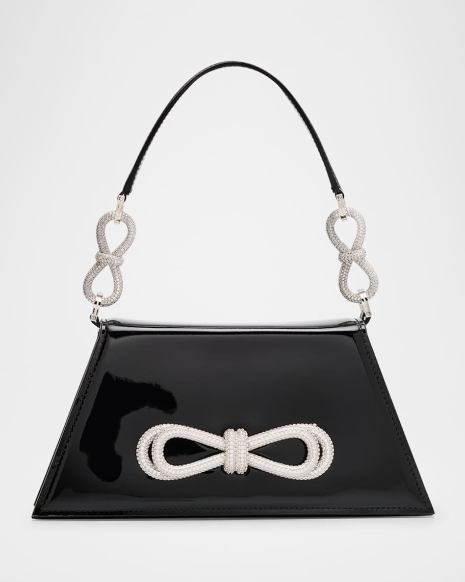 MACH & MACH Samantha Double Bow Patent Leather Shoulder Bag | Neiman Marcus