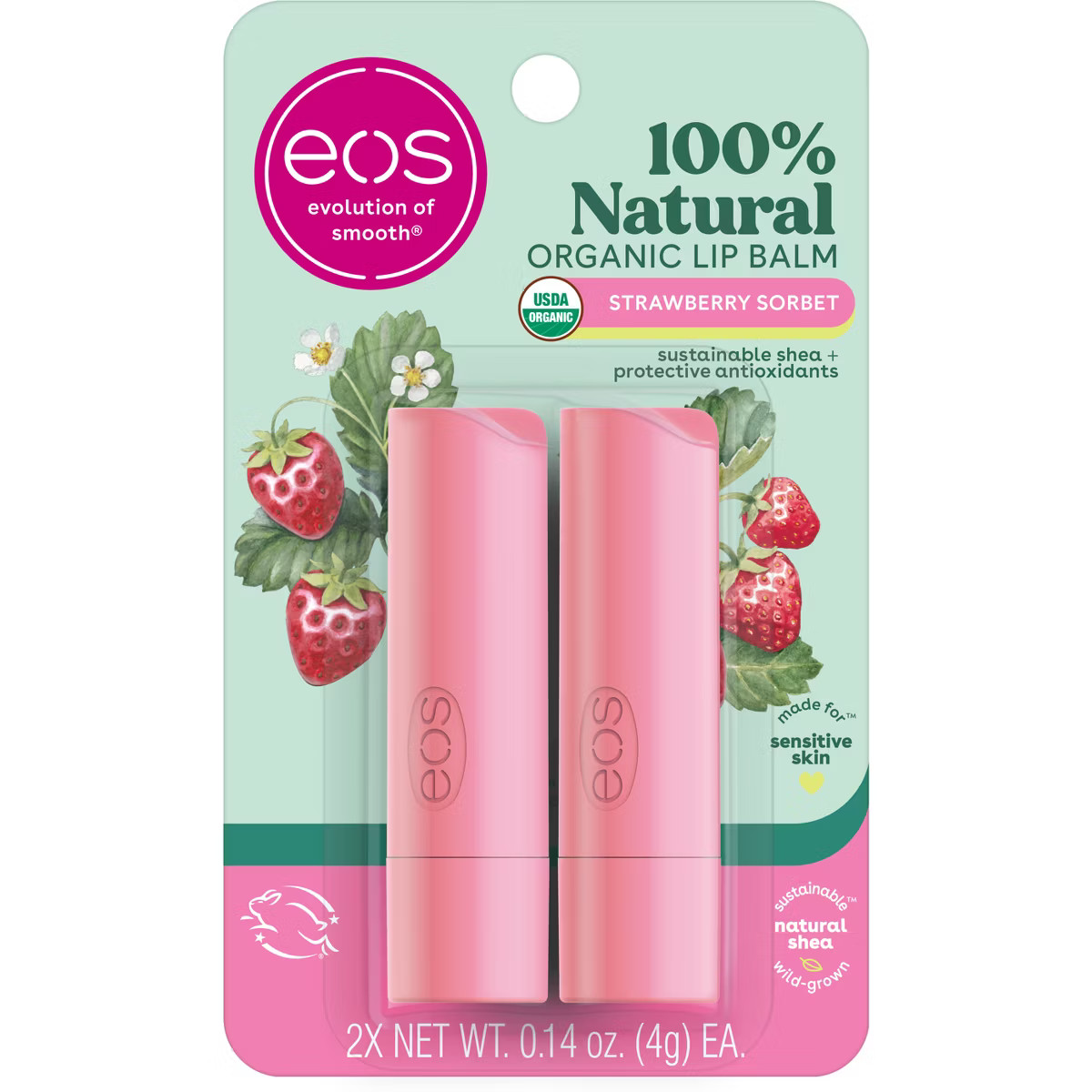 eos Organic Lip Balm Stick - Strawberry Stick - 0.28oz/2pk | Target