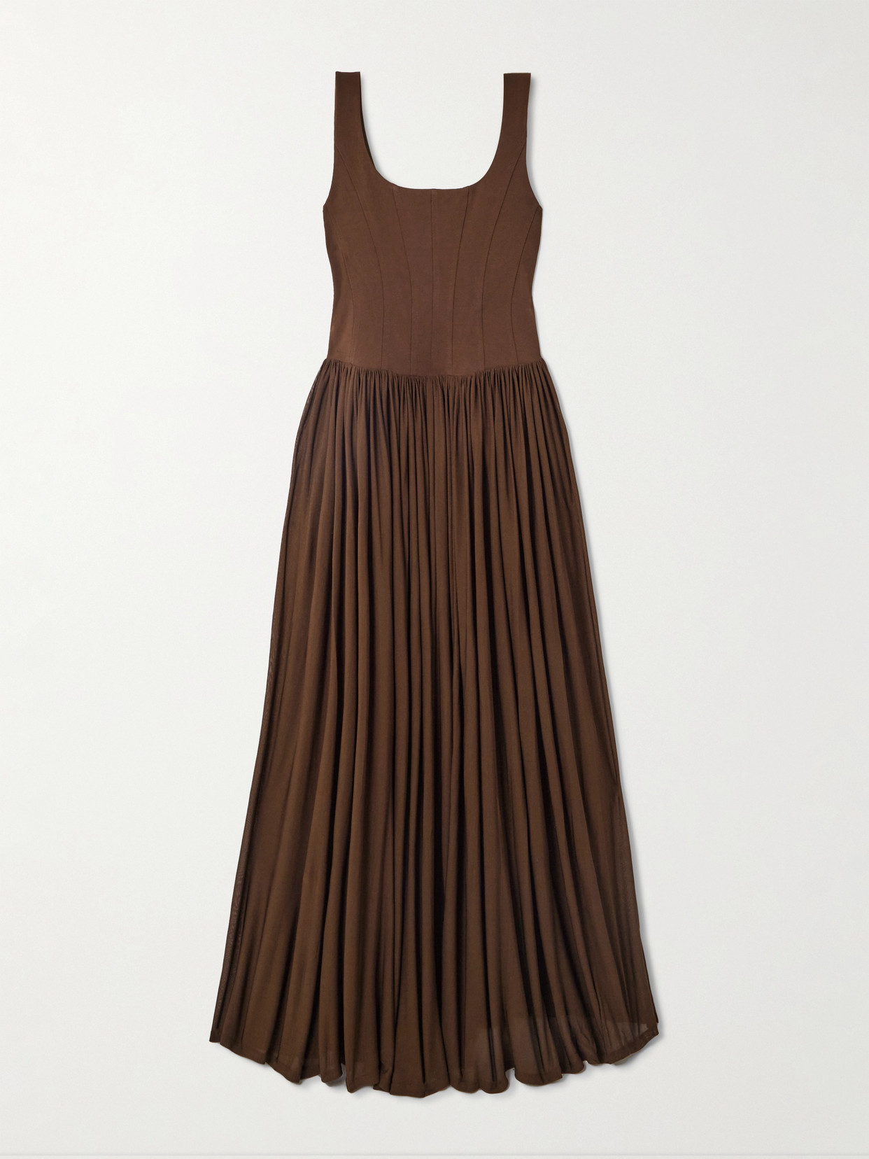 SIMKHAI - Jamie Jersey Midi Dress - Brown | NET-A-PORTER (US)