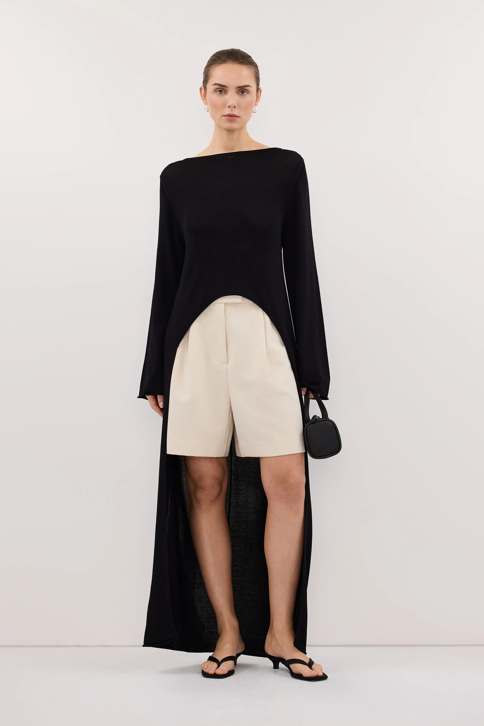 DAPHNE BLACK KNIT CAPE TOP | DISSH