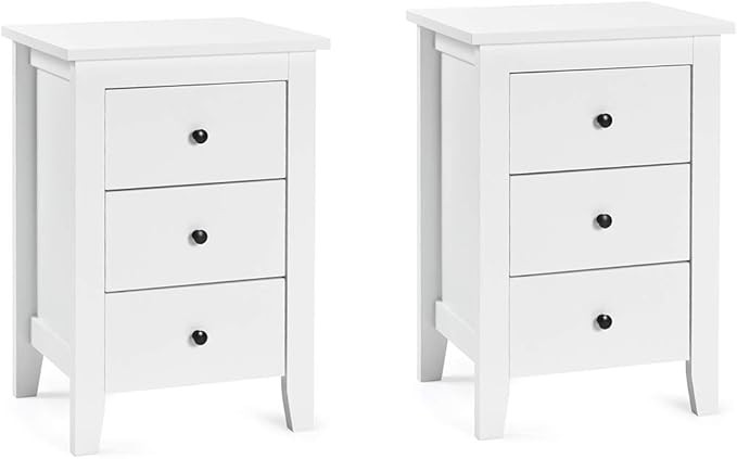 Giantex Nightstand W/ 3 Drawers Large Storage Space, Solid Structure and Stable Frame, Elegant Ap... | Amazon (US)