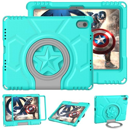 DICEKOO Kids Case for iPad 11th/10th Generation 10.9 inch 2025/2022 Release, with Built-in Screen Protector Durable Shockproof Handle Kickstand Kids Cover for Apple iPad 10 Gen 10.9" (Cyan) | Amazon (US)