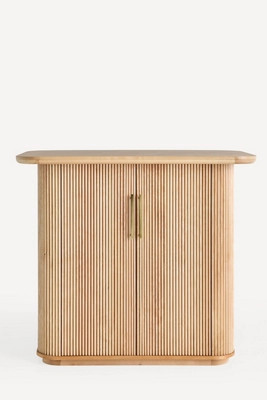 Scout Tall Burl Wood Fluted Bar Cabinet | Anthropologie (US)