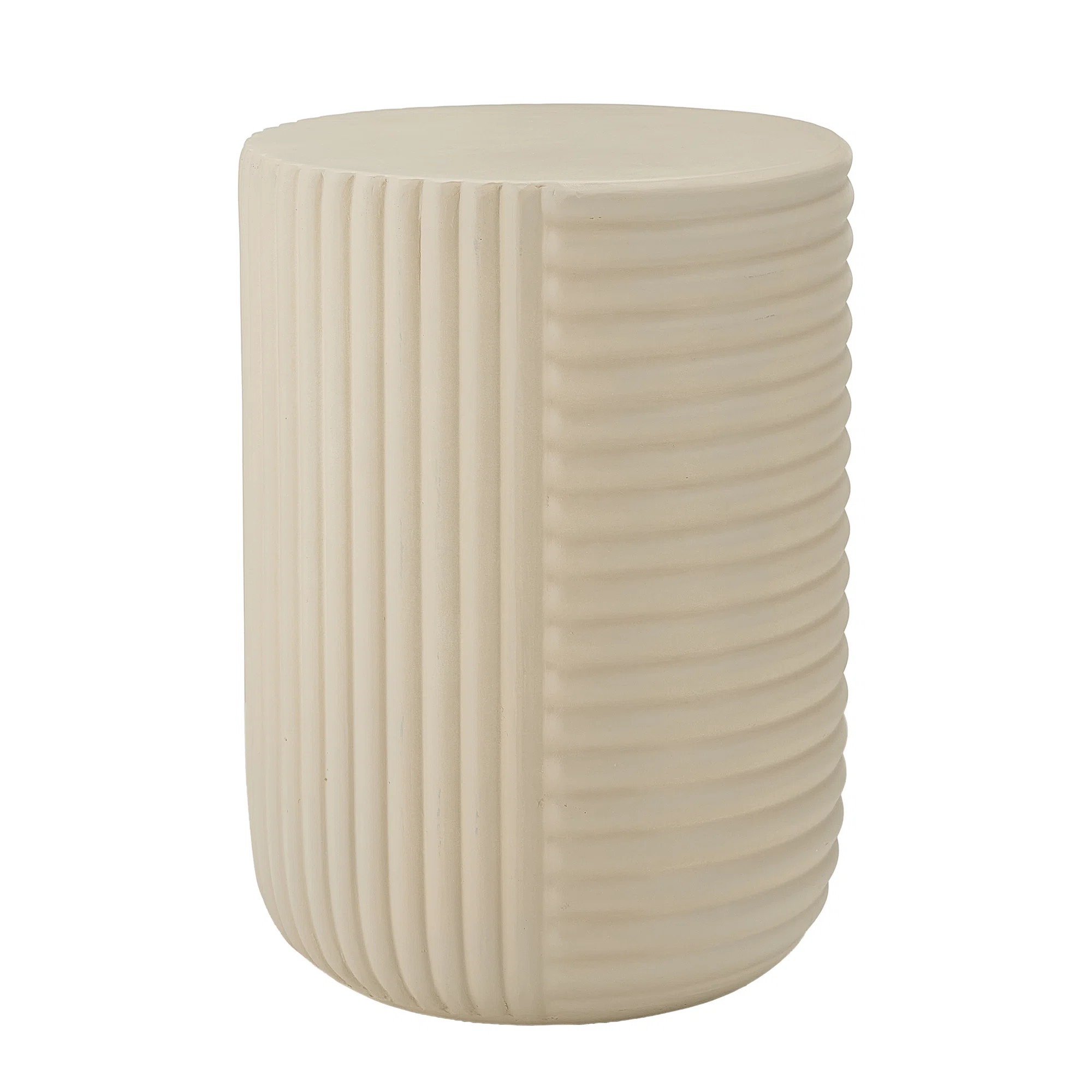 Janet Outdoor Handcrafted MGO Side Table with Sculptural Ribbed Design | AllModern