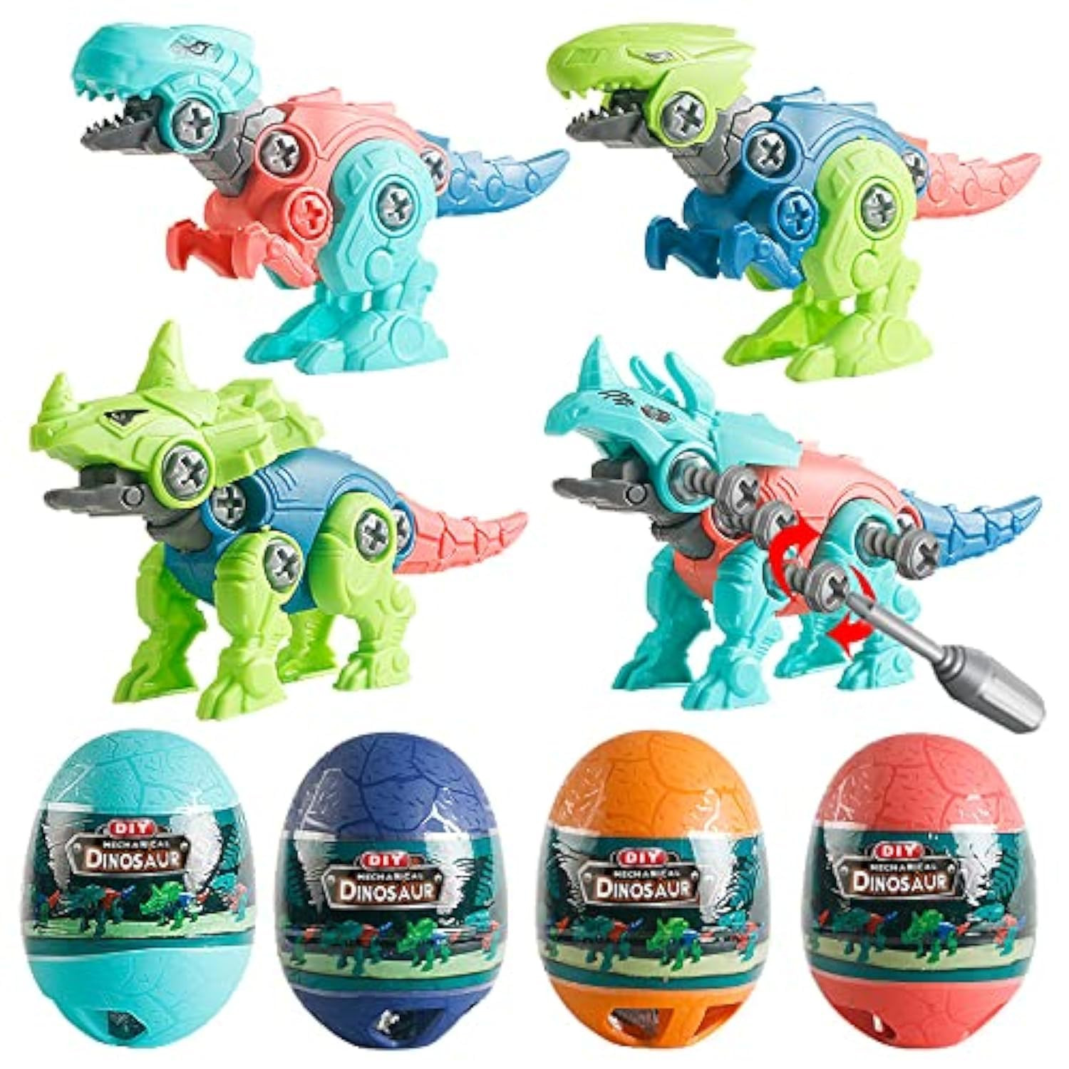 4 Pack Jumbo Dinosaur Eggs with Take Apart Dinosaur Toys Building Toys for Kids Boys Girls Easter... | Amazon (US)