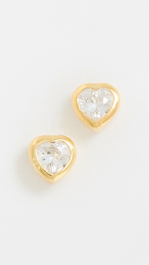 Heart Bezel Solitaire Stud Earrings | Shopbop