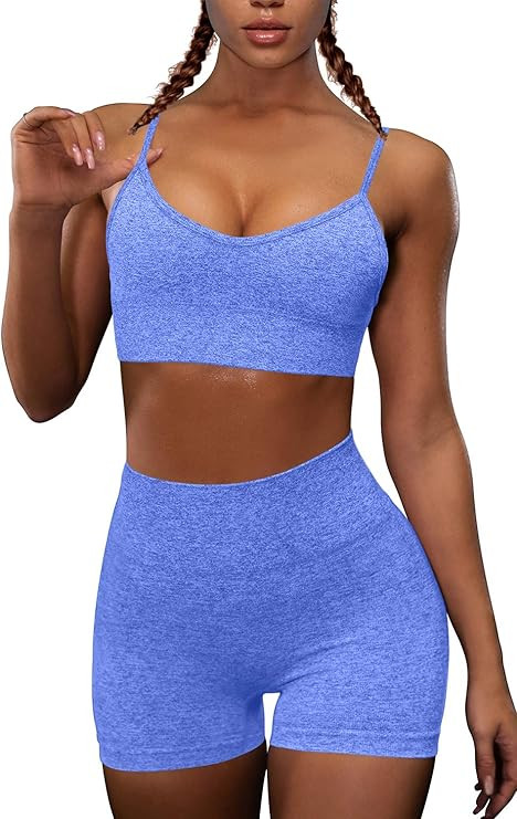 OQQ Yoga Outfit for Women Seamless 2 Piece Workout Gym High Waist Leggings with Sport Bra Set | Amazon (US)