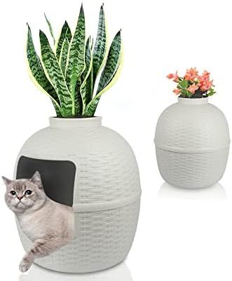 keygarzone Plant Hidden Cat Litter Box with Reusable Liner, Carbon Filter & Real Stones, DIY Solutio | Amazon (US)