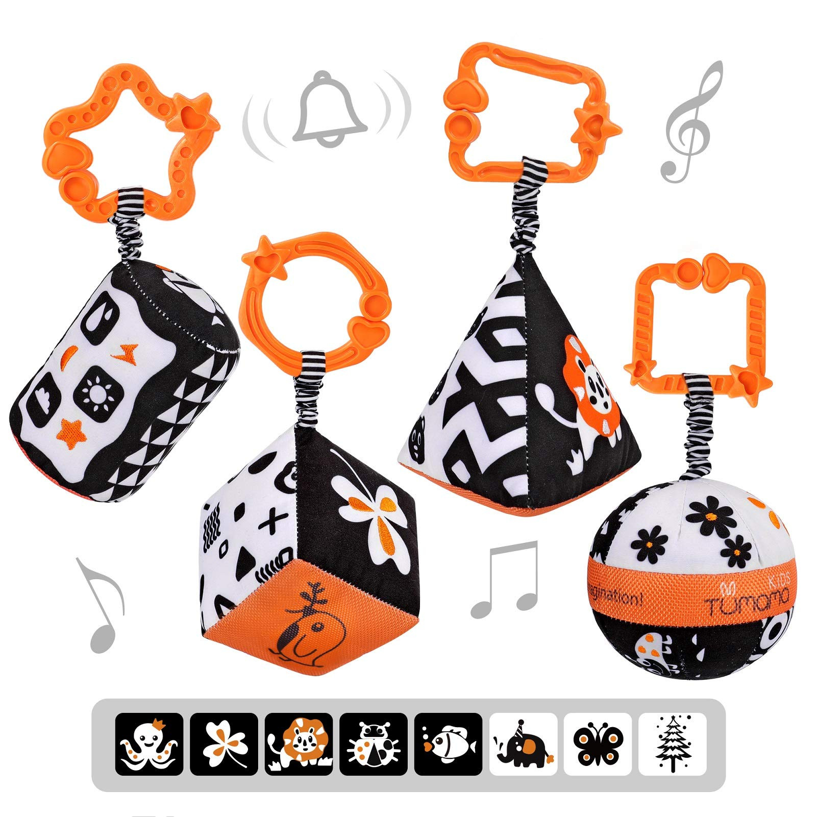 TUMAMA High Contrast Sharpes Sets Baby Toys, Black and White Stroller Toy for Car Seat Baby Plush... | Amazon (CA)