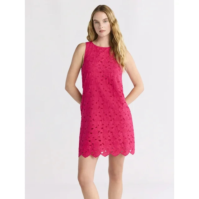 Time and Tru Women's Eyelet Embroidered Mini Dress, Sizes XS-XXXL | Walmart (US)