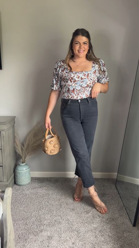 Midsize date night outfit! 

I love this puff sleeve corset top for. Abercrombie- size large. 

These button fly ribcage Levi jeans are some of my all time favorite straight jeans- perfect for my apple shape 🫶🏼

Straw rattan bag is from amazon

Mom style; date night, summer style, summer jeans, midsize, size 12

#LTKstyletip #LTKcurves #LTKunder50