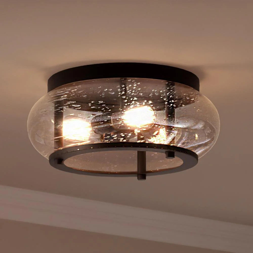 UQL3301 Utilitarian Ceiling Light, 7"H x 16"W, Black Bronze Finish, Clearwater Collection | Urban Ambiance, Inc.