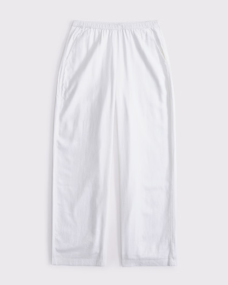 Abercrombie & Fitch Women's Straight Linen-Blend Pull-On Pant in White - Size XXL SHORT | Abercrombie & Fitch (US)