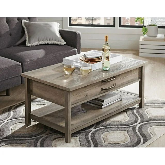 Better Homes & Gardens Modern Farmhouse Rectangle Lift-Top Coffee Table, Rustic Gray finish | Walmart (US)