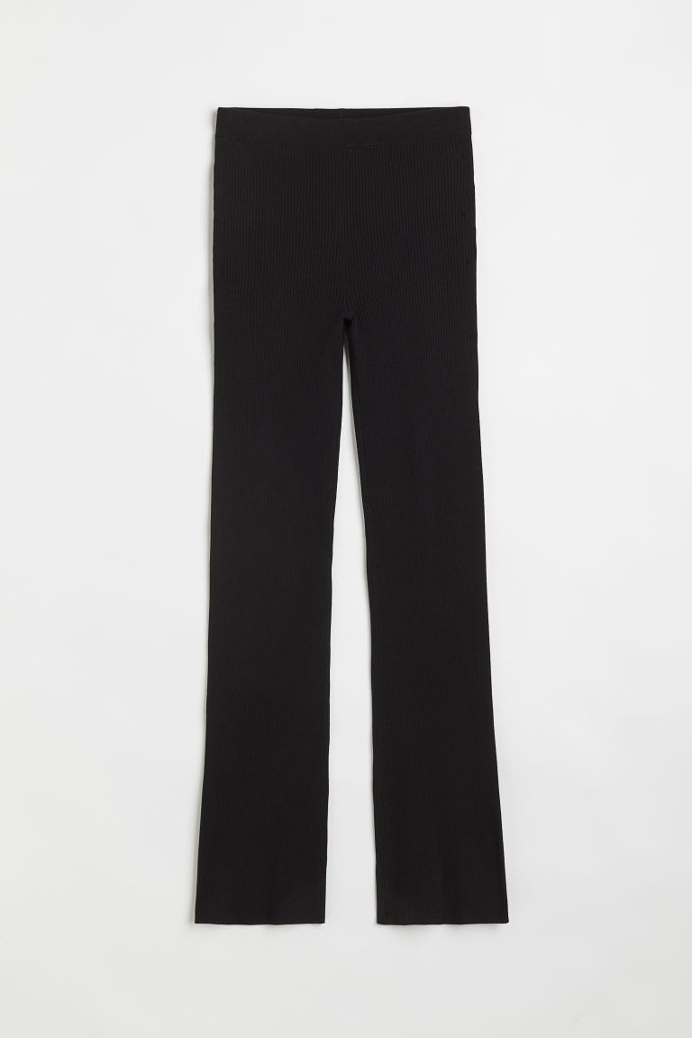 H & M - Ribbed Flared Pants - Black | H&M (US + CA)