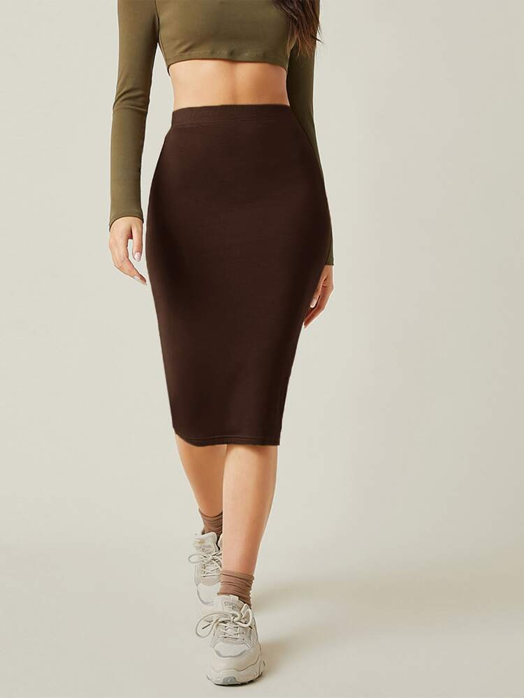 SHEIN BASICS Solid Pencil Skirt | SHEIN