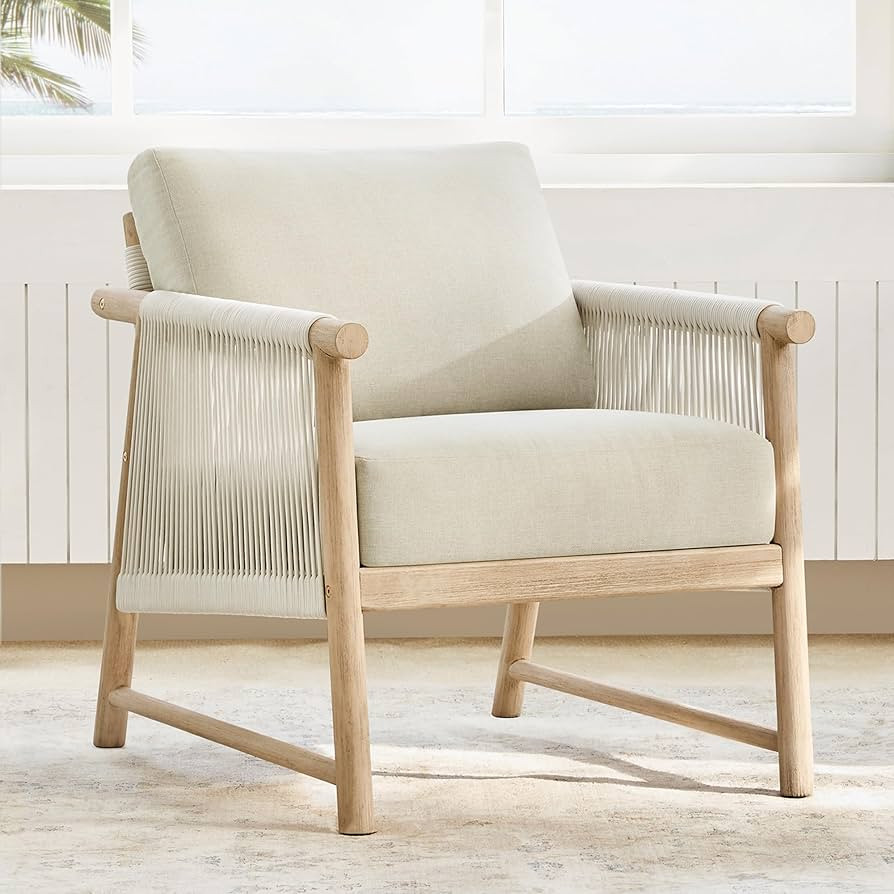 CHITA Boho Rattan Chairs for Sunroom, Outdoor/Indoor, Modern Rope Braid Armchair with Thickened C... | Amazon (US)