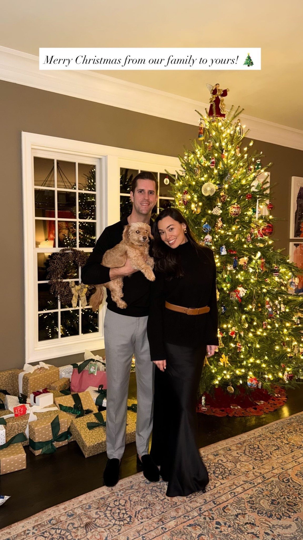 Merry Christmas from our family to yours! 🎄 L’Agence silk dress, cozy turtleneck sweater, holiday outfit, Kat Jamieson style, Thomas Jamieson style, men’s outfit, Christmas outfit, festive outfit. 

#LTKHoliday #LTKootd #LTKMens