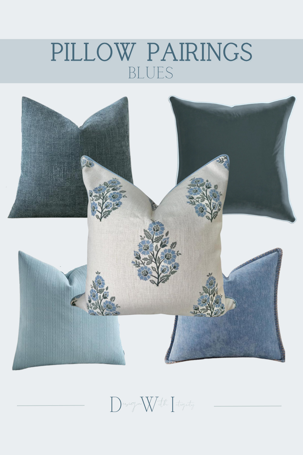 This blue pillow pairing is all about tonal layering and texture. Soft, airy blues are balanced with deeper, moodier shades to create depth, while the mix of woven solids and delicate pattern adds visual interest without overwhelming the space. The patterned centerpiece ties the palette together, allowing each pillow to complement the next for a look that feels calm, cohesive, and thoughtfully styled.

Shop the full curated pillow pairing through the link to bring this timeless, designer-approved blue palette into your home.

#PillowPairings #BlueHomeDecor #LayeredInteriors 

 #LTKHome