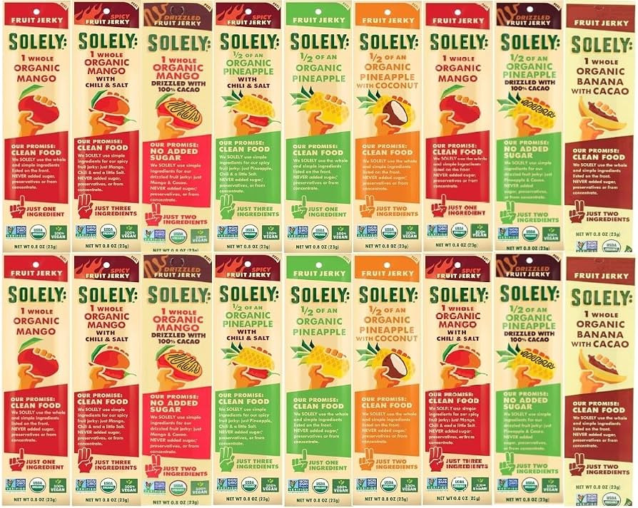 SOLELY Organic Fruit Jerky Variety Pack, 3 Mango Flavors, 4 Pineapple Flavors, 1 Banana Flavor, T... | Amazon (US)