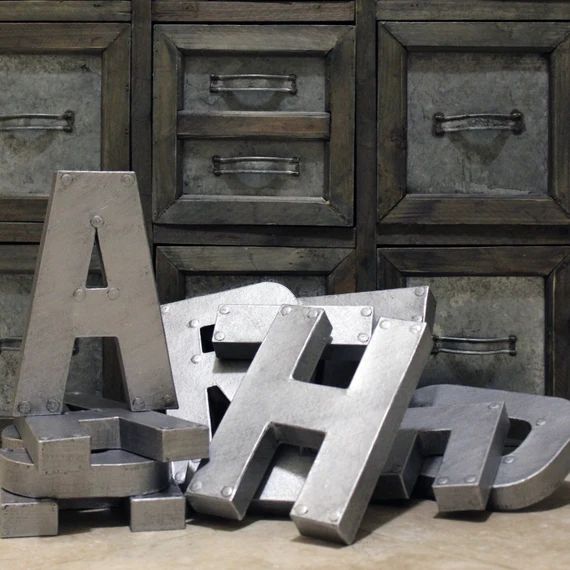 8 or 12 Industrial Zinc Faux Metal Letters and | Etsy | Etsy (US)