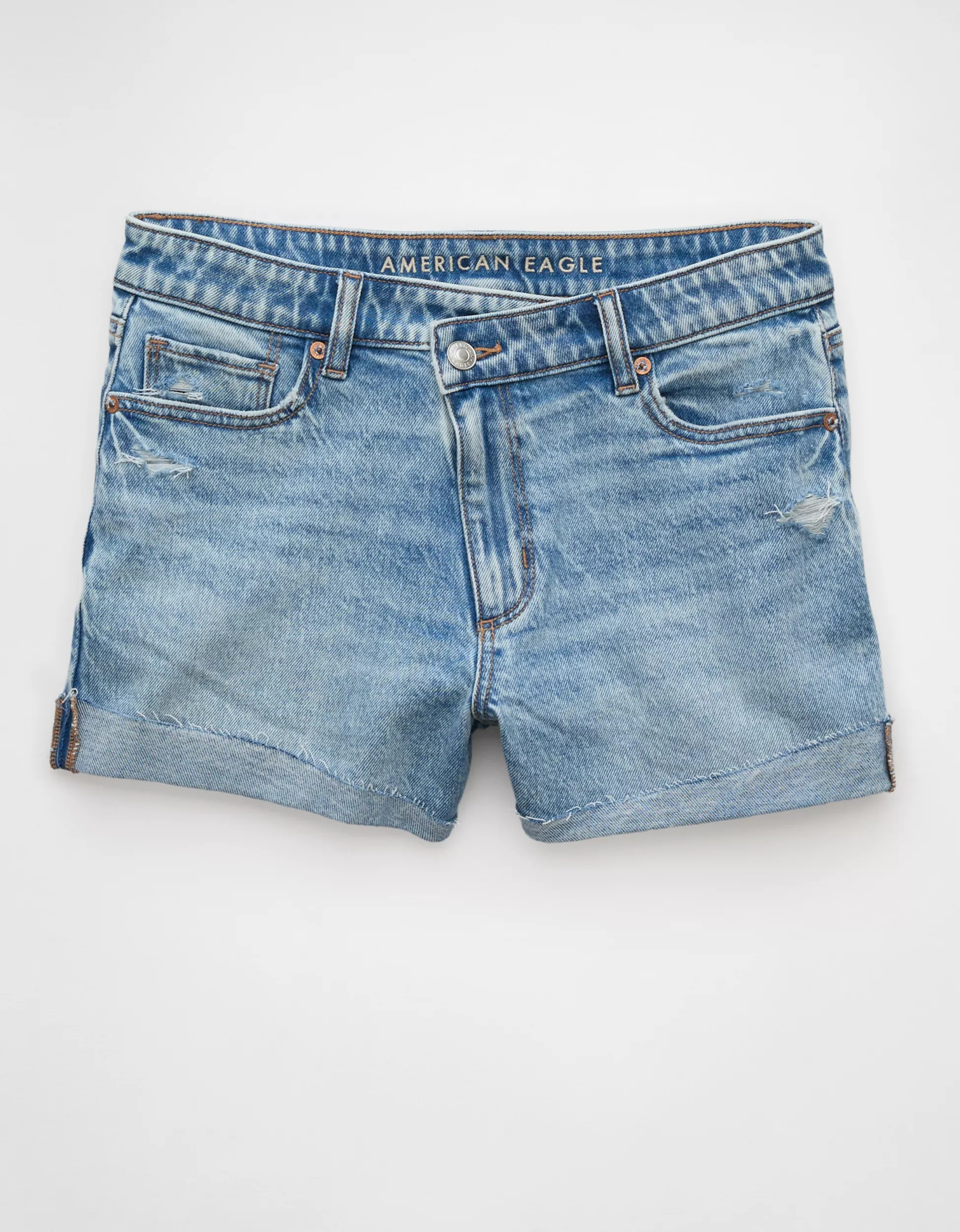 AE Stretch Ripped Denim Mom Short | American Eagle Outfitters (US & CA)