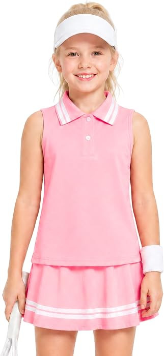Wenlia Girls Tennis Dress 2 Piece Sleeveless Polo Golf Outfit with Shorts | Amazon (US)