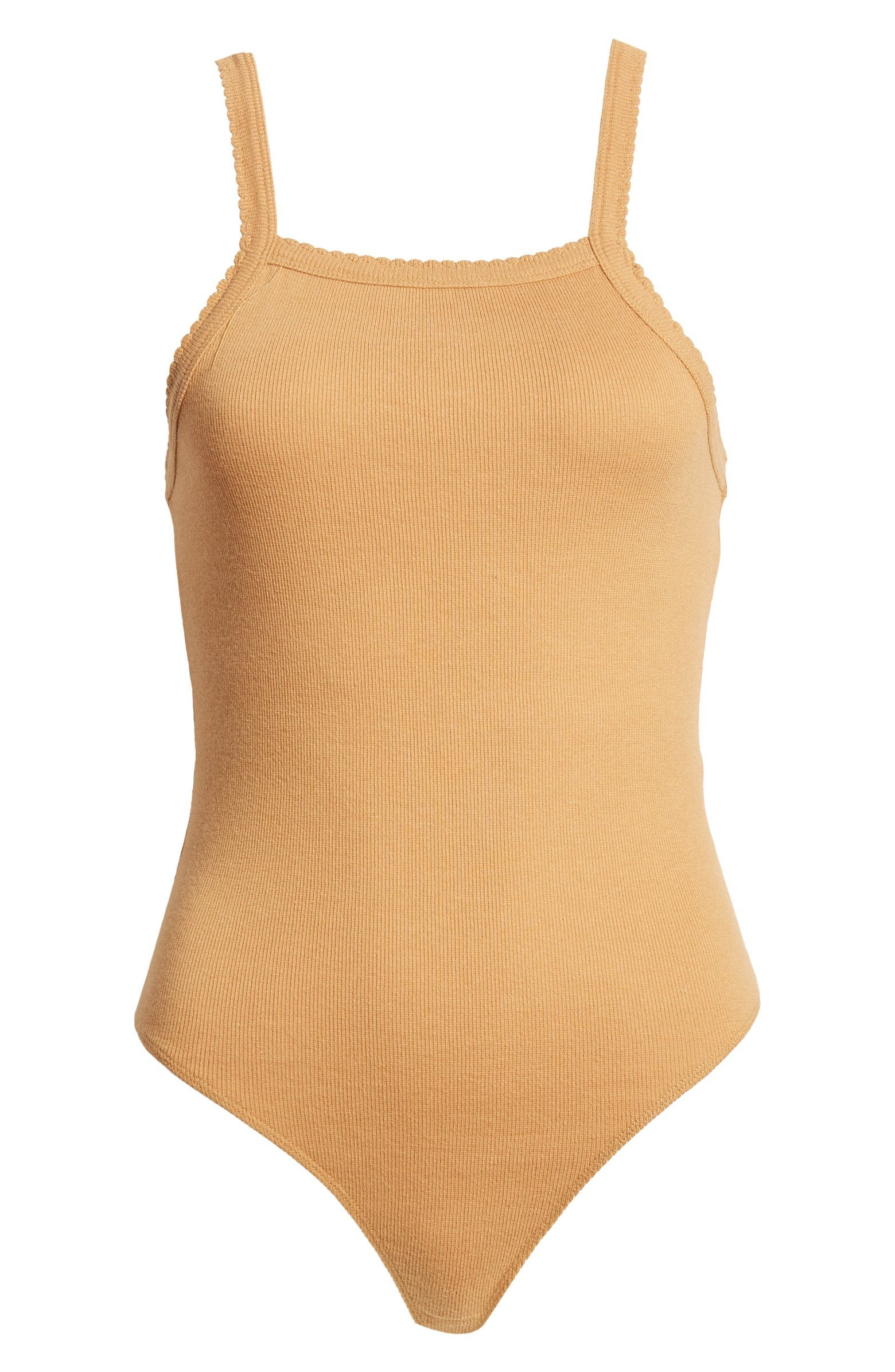 BP. Picot Trim Cotton Blend Rib Bodysuit | Nordstrom | Nordstrom
