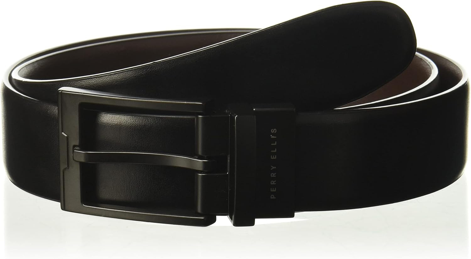 Perry Ellis Men's Portfolio Reversible Cap Faux Leather Dress Belt Black & Brown | Amazon (US)