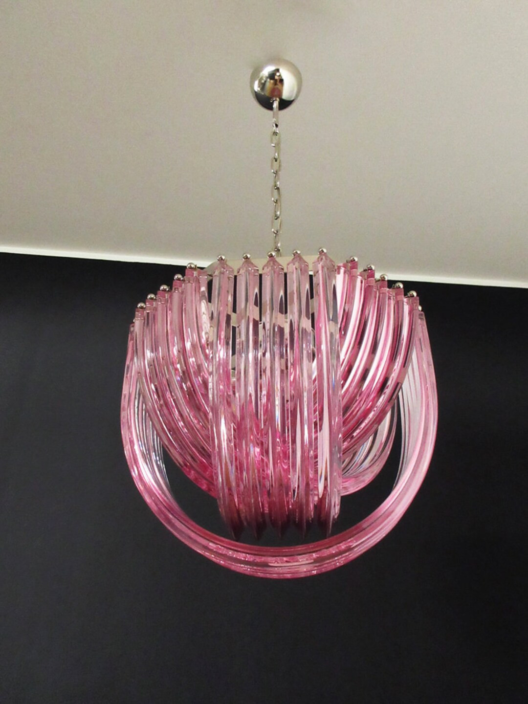 Large Curvati Chandelier Pink Triedri 20 Murano Glasses - Etsy | Etsy (US)