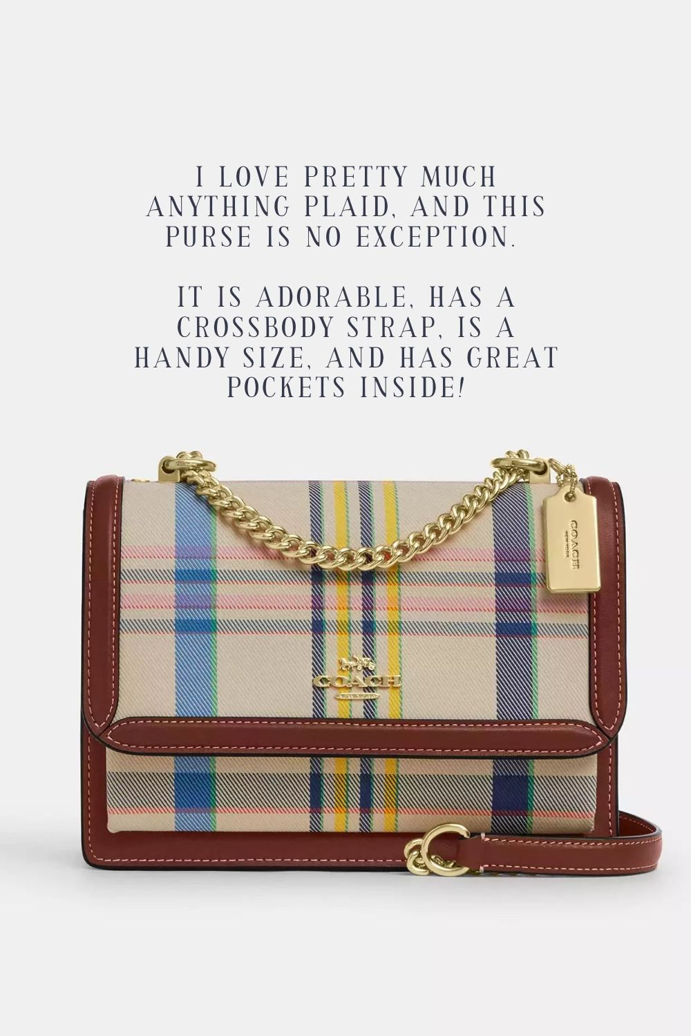 I love pretty much anything plaid, and this little Coach purse is no exception. It is adorable, has a crossbody strap, is a handy size, and has great pockets inside! 

 

#LTKSeasonal #LTKItBag #LTKautumn