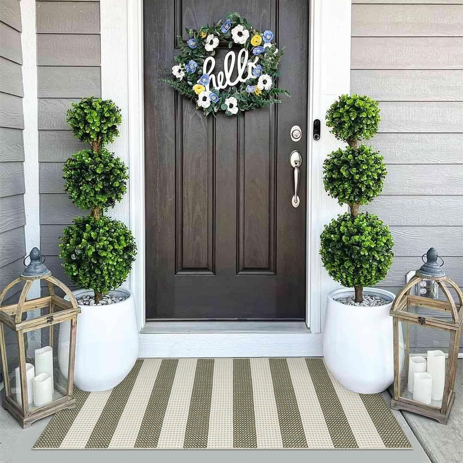 OJIA Striped Rug 24"x51" Washable Front Door Mat Outdoor Doormat Woven Entry Rug Cotton Indoor Ou... | Amazon (US)