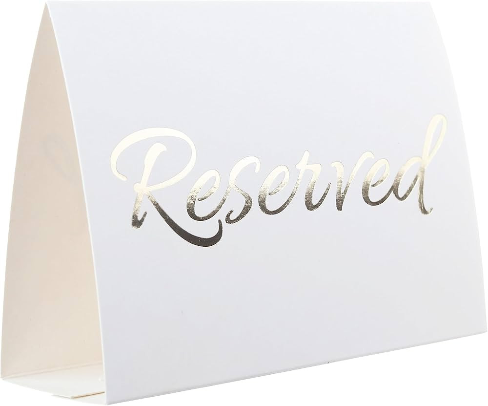 20 Pack Modern White Reserved Table Sign with Gold Letters - Reserved Signs For Wedding - Wedding... | Amazon (US)