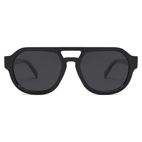 SOJOS Retro Polarized Aviator Sunglasses Womens Vintage Shades Trendy Stylish Sunnies SJ2343 with Black/Grey Lens | Amazon (US)