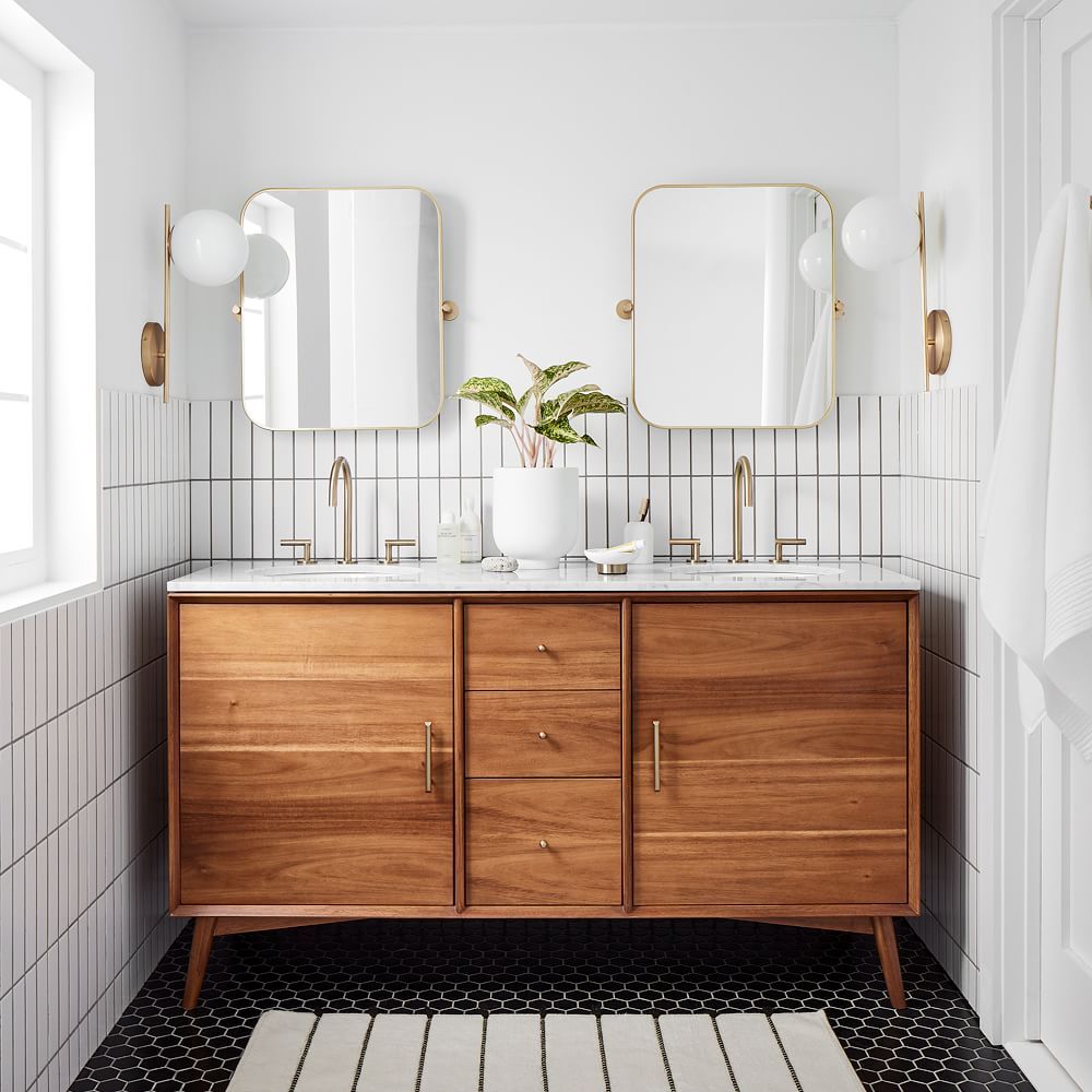 Mid-Century Double Bathroom Vanity (63&quot;) - Acorn | West Elm (US)