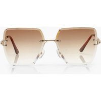 Womens Square Brown Lens Oversized Sunglasses - One Size | boohoo (US & Canada)