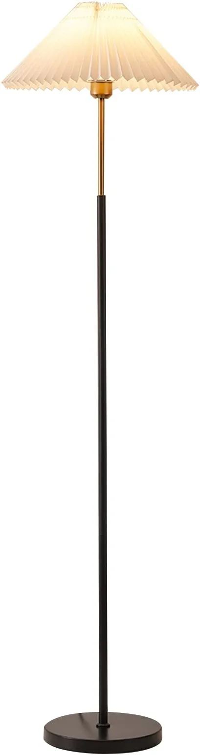 Modern Battery Powered Floor lamp with Pleated White Fabric Tapered lampshade, Remote Control Sta... | Amazon (US)
