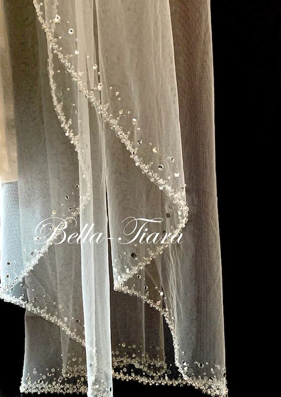 Cathedral Beaded Wedding Veil Extra Crystal Cathedral Veil | Etsy | Etsy (US)