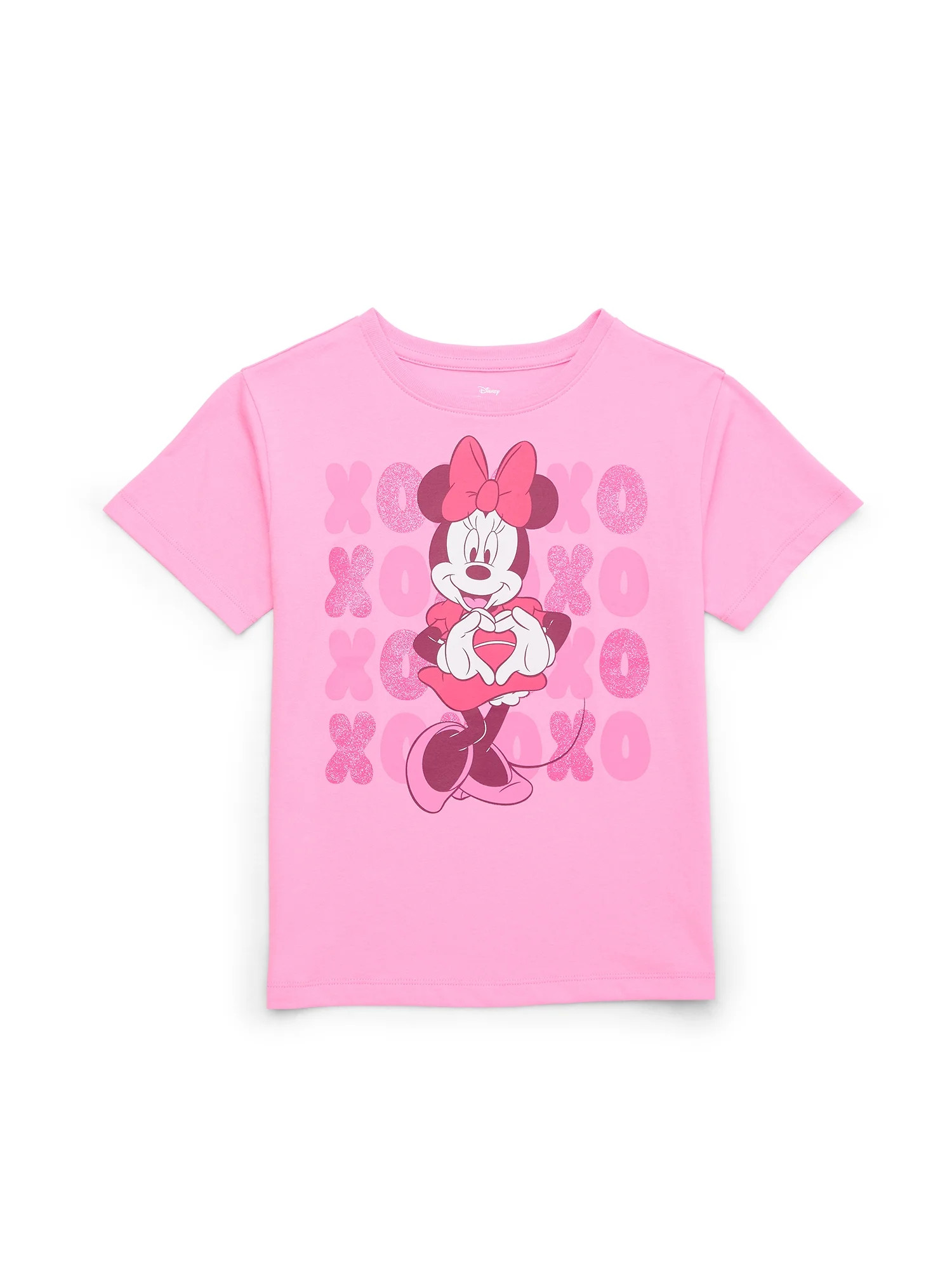 Minnie Mouse XO Girls Valentine's Day Short Sleeve Graphic Tee, Sizes 4-16 | Walmart (US)