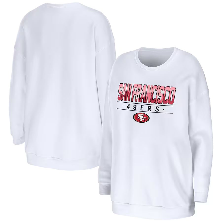San Francisco 49ers WEAR by Erin Andrews Women's Domestic Pullover Sweatshirt - White | Fanatics